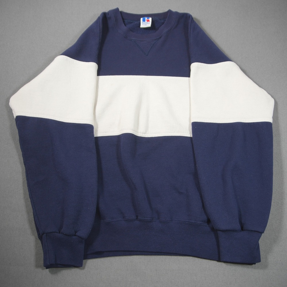 VTG USA Russell Colorblock Nautical Sailing Men Sweatshirt XL Skate Retro Preppy